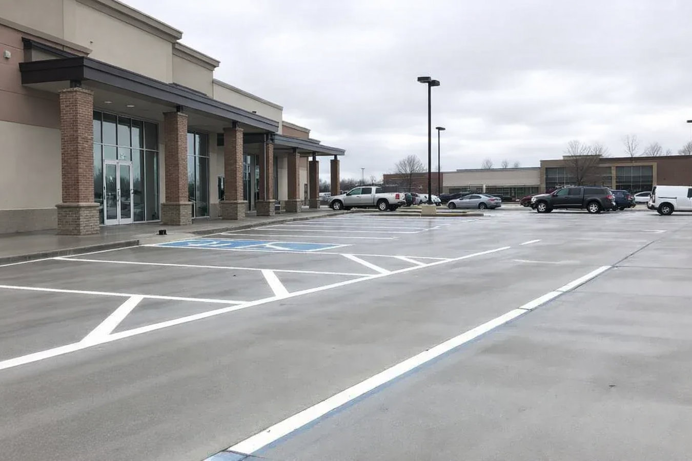 Concrete parking lot building